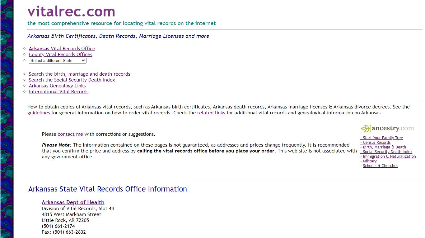 Arkansas Birth Certificate, Death Record, Marriage ... - Vital Records